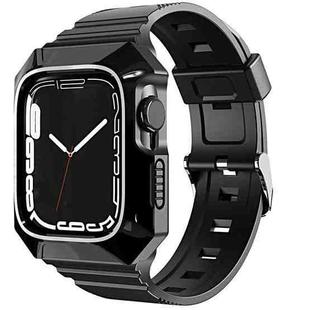 For Apple Watch Ultra 49mm PC Rugged Case Integrated TPU Watch Band(Black)