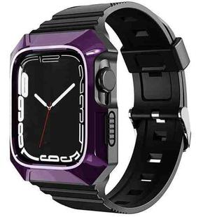 For Apple Watch Ultra 49mm PC Rugged Case Integrated TPU Watch Band(Purple)