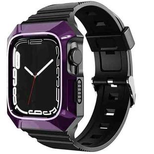 For Apple Watch 8 41mm PC Rugged Case Integrated TPU Watch Band(Purple)