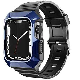 For Apple Watch 7 41mm PC Rugged Case Integrated TPU Watch Band(Blue)