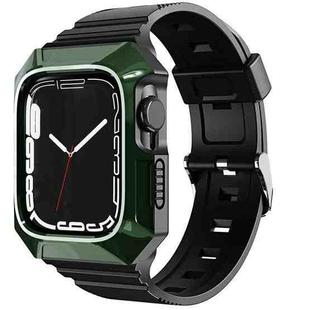 For Apple Watch 7 41mm PC Rugged Case Integrated TPU Watch Band(Green)