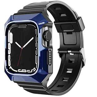 For Apple Watch 7 45mm PC Rugged Case Integrated TPU Watch Band(Blue)