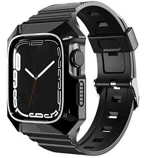 For Apple Watch SE 44mm PC Rugged Case Integrated TPU Watch Band(Black)