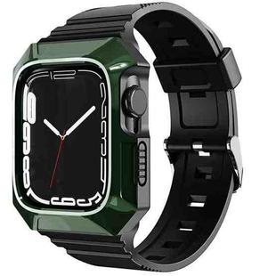 For Apple Watch 6 44mm PC Rugged Case Integrated TPU Watch Band(Green)