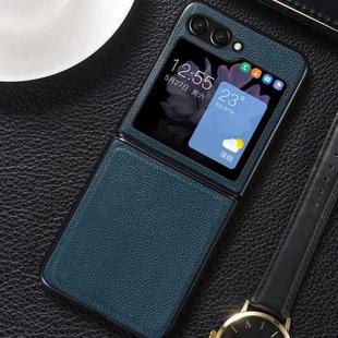 For Samsung Galaxy Z Flip5 Genuine Leather Shockproof Protective Phone Case(Green)