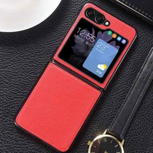 For Samsung Galaxy Z Flip5 Genuine Leather Shockproof Protective Phone Case(Red)