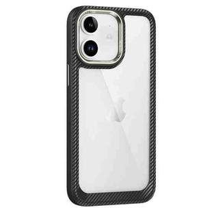 For iPhone 11 Carbon Fiber Transparent Back Panel Phone Case(Black + Transparent)