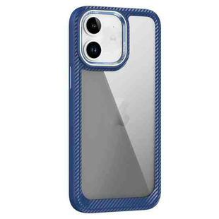 For iPhone 11 Carbon Fiber Transparent Back Panel Phone Case(Blue)