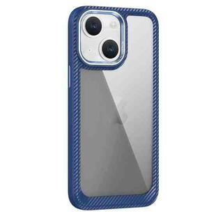 For iPhone 13 Carbon Fiber Transparent Back Panel Phone Case(Blue)