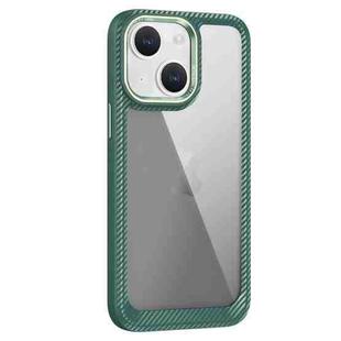 For iPhone 14 Carbon Fiber Transparent Back Panel Phone Case(Green)