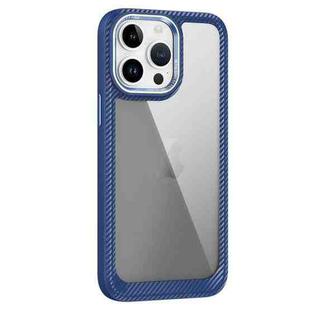 For iPhone 14 Pro Carbon Fiber Transparent Back Panel Phone Case(Blue)