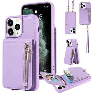 For iPhone 11 Pro Crossbody Lanyard Zipper Wallet Leather Phone Case(Purple)