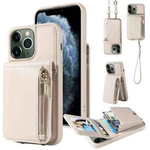 For iPhone 11 Pro Max Crossbody Lanyard Zipper Wallet Leather Phone Case(Beige)