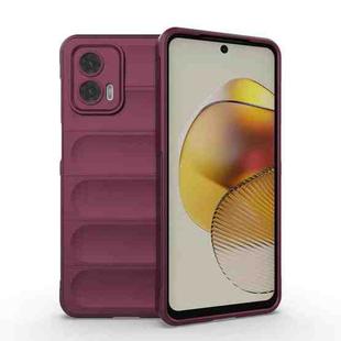 For Motorola Moto G73 5G Magic Shield TPU + Flannel Phone Case(Wine Red)