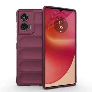 For Motorola Edge 50 Fusion 5G Global Magic Shield TPU + Flannel Phone Case(Wine Red)