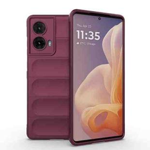 For Motorola Moto G85 5G Global Magic Shield TPU + Flannel Phone Case(Wine Red)