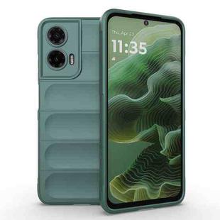 For Motorola Moto G35 5G Global Magic Shield TPU + Flannel Phone Case(Dark Green)