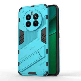 For Realme 12+ 5G Global Punk Armor 2 in 1 PC + TPU Phone Case with Holder(Blue)