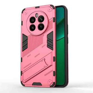 For Realme 12+ 5G Global Punk Armor 2 in 1 PC + TPU Phone Case with Holder(Light Red)