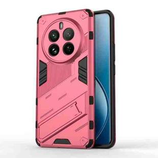 For Realme 12 Pro 5G Global Punk Armor 2 in 1 PC + TPU Phone Case with Holder(Light Red)
