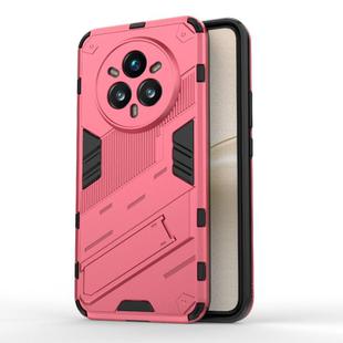 For Realme 14 Pro+ 5G Punk Armor 2 in 1 PC + TPU Phone Case with Holder(Light Red)