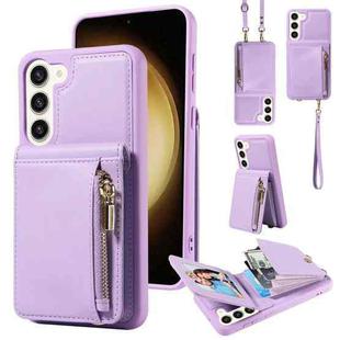 For Samsung Galaxy S23+ 5G Crossbody Lanyard Zipper Wallet Leather Phone Case(Purple)