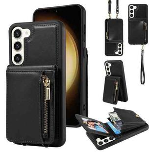 For Samsung Galaxy S23+ 5G Crossbody Lanyard Zipper Wallet Leather Phone Case(Black)