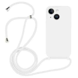For iPhone 15 Plus Crossbody Lanyard Liquid Silicone Case(White)