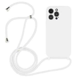 For iPhone 15 Pro Max Crossbody Lanyard Liquid Silicone Case(White)