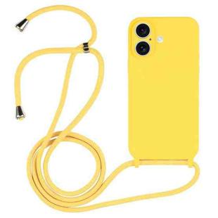 For iPhone 16 Crossbody Lanyard Liquid Silicone Case(Yellow)