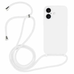 For iPhone 16 Crossbody Lanyard Liquid Silicone Case(White)