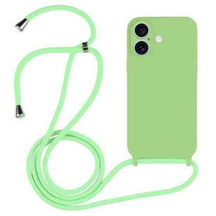 For iPhone 16 Plus Crossbody Lanyard Liquid Silicone Case(Matcha Green)