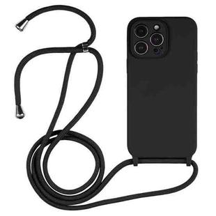 For iPhone 16 Pro Crossbody Lanyard Liquid Silicone Case(Black)