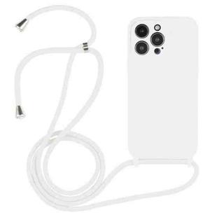 For iPhone 16 Pro Max Crossbody Lanyard Liquid Silicone Case(White)