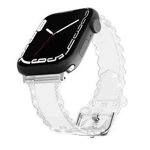 For Apple Watch Ultra 49mm Diamond Texture Lace Clear TPU Watch Band(Transparent)