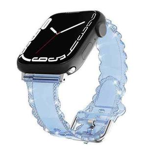 For Apple Watch 8 41mm Diamond Texture Lace Clear TPU Watch Band(Blue)
