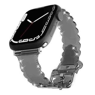 For Apple Watch SE 2022 40mm Diamond Texture Lace Clear TPU Watch Band(Black)