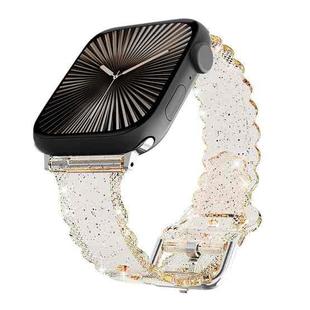 For Apple Watch Series 10 42mm Diamond Texture Lace Clear TPU Watch Band(Green)