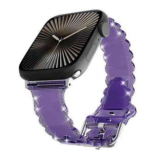 For Apple Watch Series 10 42mm Diamond Texture Lace Clear TPU Watch Band(Purple)