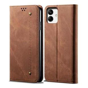 For Samsung Galaxy A05 Denim Texture Casual Style Horizontal Flip Leather Case(Brown)