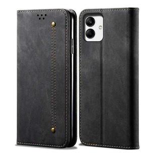 For Samsung Galaxy A05 Denim Texture Casual Style Horizontal Flip Leather Case(Black)