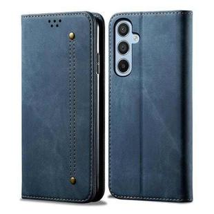 For Samsung Galaxy A05s Denim Texture Casual Style Horizontal Flip Leather Case(Blue)