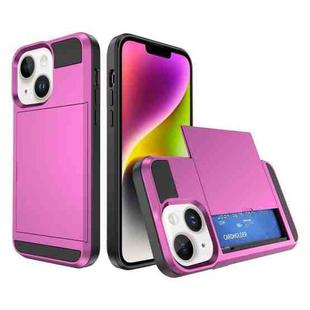 For iPhone 15 Plus Multifunction Armor Slide Card Slot Phone Case(Pink)