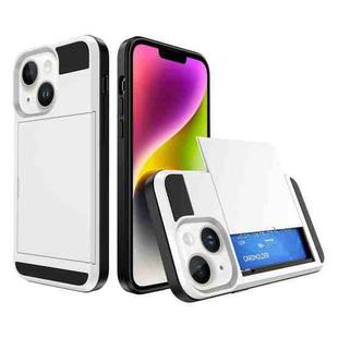 For iPhone 15 Multifunction Armor Slide Card Slot Phone Case(White)