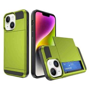 For iPhone 14 Multifunction Armor Slide Card Slot Phone Case(Grass Green)