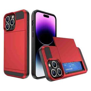 For iPhone 14 Pro Multifunction Armor Slide Card Slot Phone Case(Red)