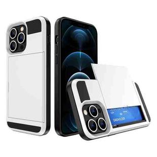 For iPhone 12 Pro Multifunction Armor Slide Card Slot Phone Case(White)