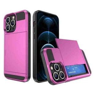 For iPhone 12 Pro Max Multifunction Armor Slide Card Slot Phone Case(Pink)