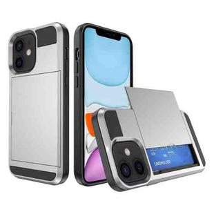 For iPhone 11 Multifunction Armor Slide Card Slot Phone Case(Silver)