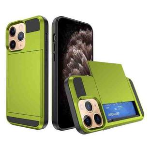 For iPhone 11 Pro Multifunction Armor Slide Card Slot Phone Case(Grass Green)